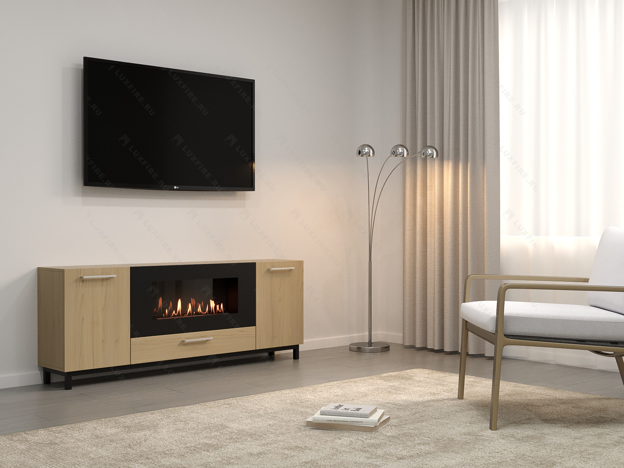 Тумба ТВ Lux Fire "Амур" напольная 1700 матовая, светлый дуб с биокамином 900 Тумба ТВ Lux Fire "Амур" напольная 1700 матовая, светлый дуб с биокамином 900 по цене 96 124 руб.