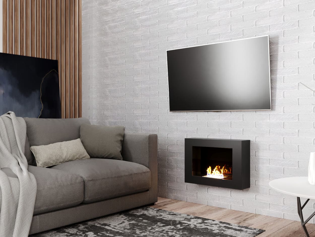 Биокамин "Русский огонь" Лайт 550N настенный с декоративным стеклом (стемалитом) по цене 17 350 руб.