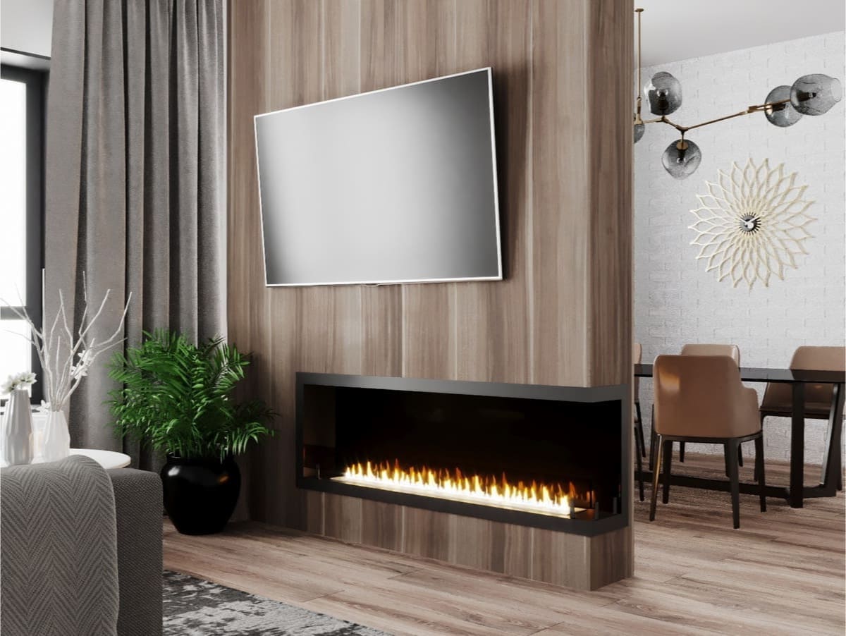 Биокамин "Русский огонь" Честер 1500 угловой правый с декоративным стеклом (стемалитом) по цене 58 150 руб.