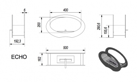 Настольный биокамин Kratki ECHO гранит по цене 